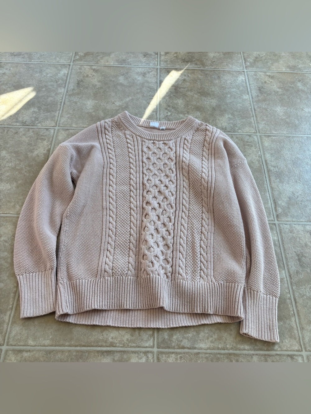 GAP Cable Knit Crewneck Sweater - Light Pink Beige